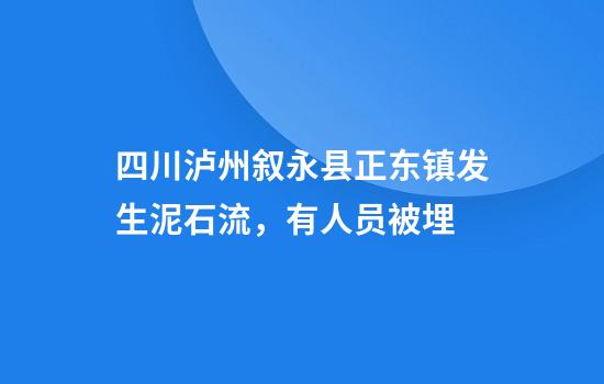 四川泸州叙永县正东镇发生泥石流，有人员被埋