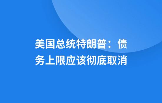 美国总统特朗普：债务上限应该彻底取消