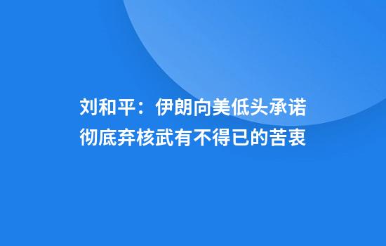 刘和平：伊朗向美低头承诺彻底弃核武有不得已的苦衷