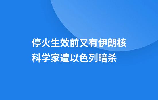 停火生效前又有伊朗核科学家遭以色列暗杀
