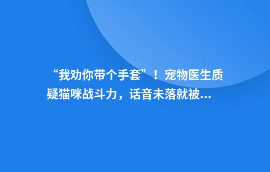 “我劝你带个手套”！宠物医生质疑猫咪战斗力，话音未落就被咬，主人吓到缩墙角