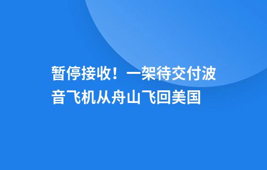 暂停接收!一架待交付波音飞机从舟山飞回美国