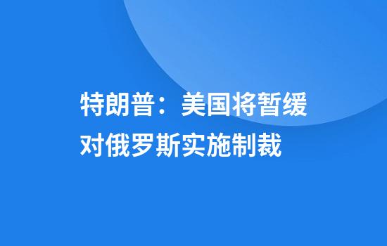 特朗普：美国将暂缓对俄罗斯实施制裁