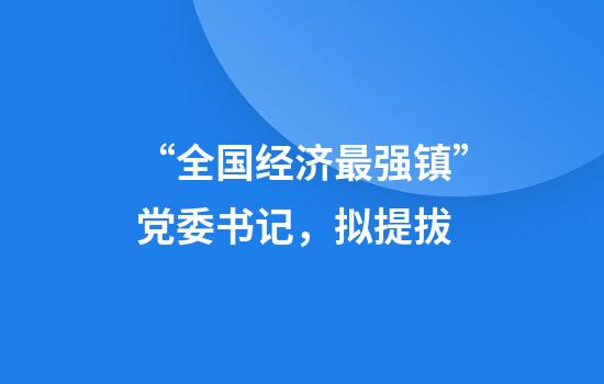 “全国经济最强镇”党委书记，拟提拔