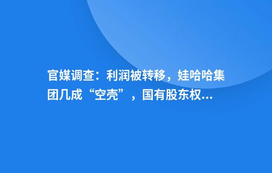 官媒调查：利润被转移，娃哈哈集团几成“空壳”，国有股东权益或受损
