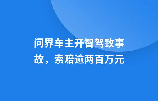 问界车主开智驾致事故，索赔逾两百万元