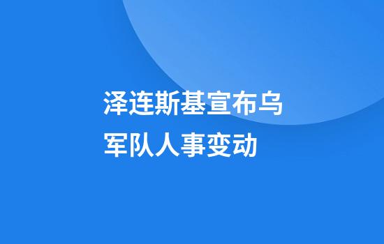泽连斯基宣布乌军队人事变动