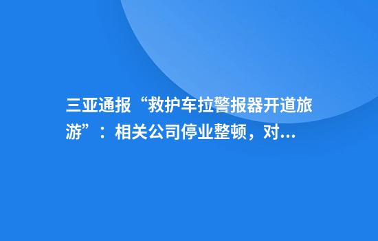 三亚通报“救护车拉警报器开道旅游”：相关公司停业整顿，对所属车辆全面排查整改