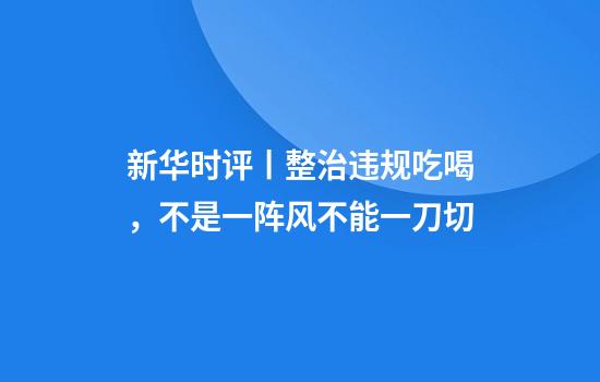 新华时评丨整治违规吃喝，不是一阵风不能一刀切