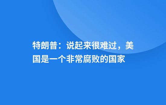 特朗普:说起来很难过,美国是一个非常腐败的国家