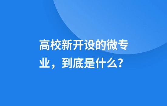 高校新开设的微专业，到底是什么？