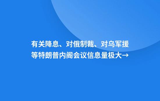有关降息、对俄制裁、对乌军援等特朗普内阁会议信息量极大→