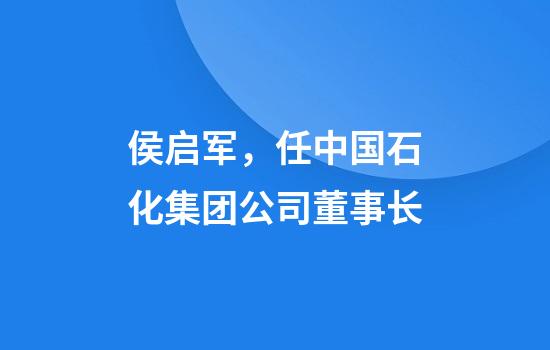 侯启军，任中国石化集团公司董事长