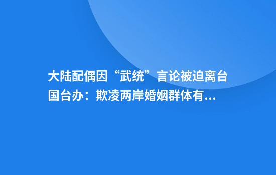 大陆配偶因“武统”言论被迫离台国台办:欺凌两岸婚姻群体有悖人伦、伤天害理