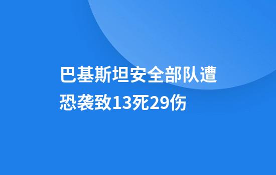 巴基斯坦安全部队遭恐袭致13死29伤