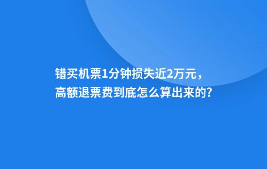 错买机票1分钟损失近2万元，高额退票费到底怎么算出来的？