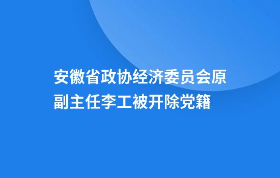 安徽省政协经济委员会原副主任李工被开除党籍