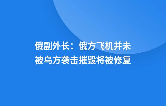 俄副外长：俄方飞机并未被乌方袭击摧毁将被修复