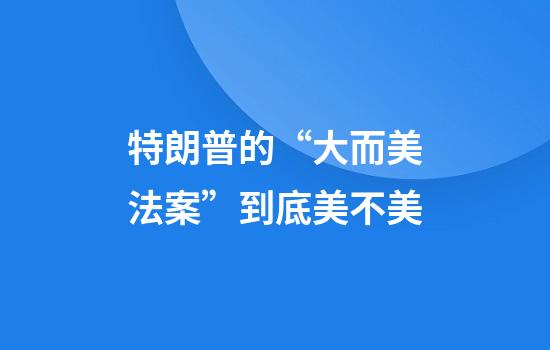 特朗普的“大而美法案”到底美不美
