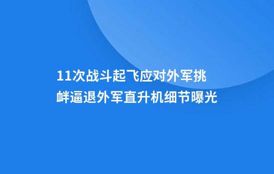 11次战斗起飞应对外军挑衅逼退外军直升机细节曝光