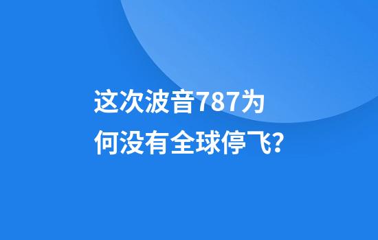 这次波音787为何没有全球停飞？