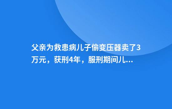 父亲为救患病儿子偷变压器卖了3万元，获刑4年，服刑期间儿子去世：骨灰洒在监狱旁，想离爸爸近一点