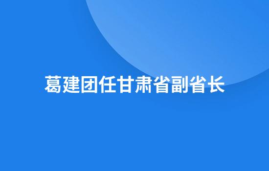 葛建团任甘肃省副省长