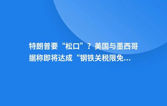 特朗普要“松口”?美国与墨西哥据称即将达成“钢铁关税限免”协议