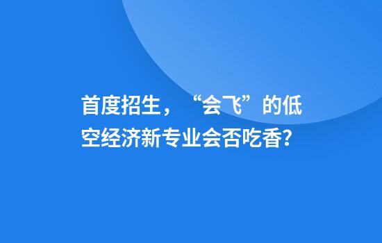 首度招生，“会飞”的低空经济新专业会否吃香？