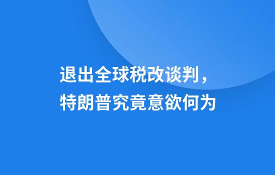 退出全球税改谈判,特朗普究竟意欲何为