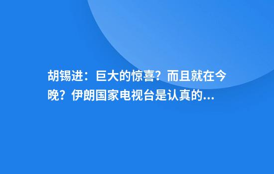 胡锡进：巨大的惊喜？而且就在今晚？伊朗国家电视台是认真的吗？
