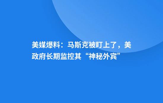 美媒爆料:马斯克被盯上了,美政府长期监控其“神秘外宾”