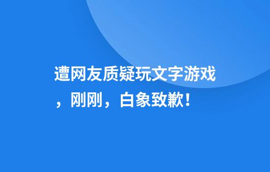 遭网友质疑玩文字游戏，刚刚，白象致歉！