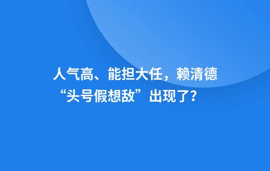 人气高、能担大任，赖清德“头号假想敌”出现了？