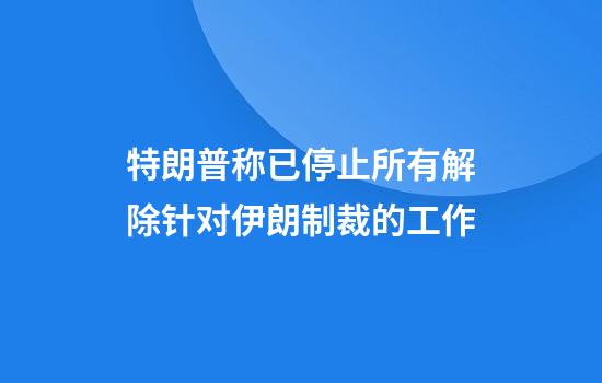 特朗普称已停止所有解除针对伊朗制裁的工作