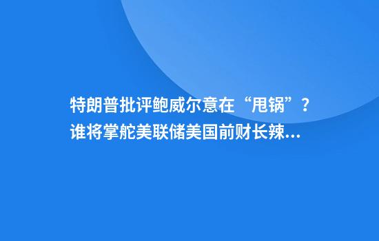 特朗普批评鲍威尔意在“甩锅”？谁将掌舵美联储美国前财长辣评