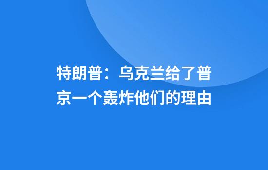特朗普：乌克兰给了普京一个轰炸他们的理由