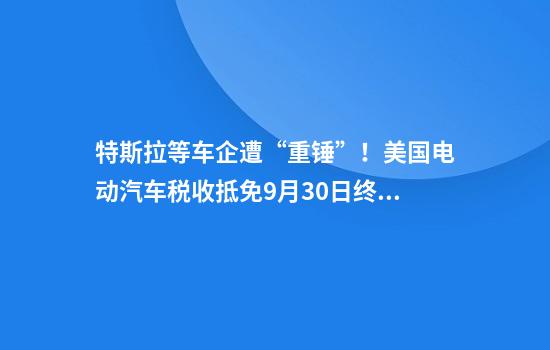 特斯拉等车企遭“重锤”！美国电动汽车税收抵免9月30日终止