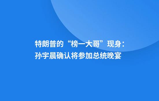 特朗普的“榜一大哥”现身：孙宇晨确认将参加总统晚宴