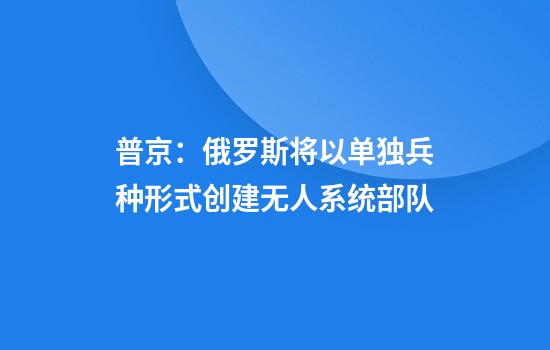 普京：俄罗斯将以单独兵种形式创建无人系统部队