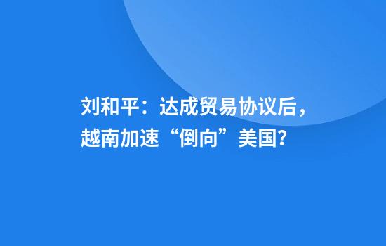 刘和平：达成贸易协议后，越南加速“倒向”美国？