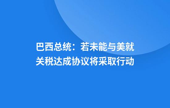 巴西总统：若未能与美就关税达成协议将采取行动