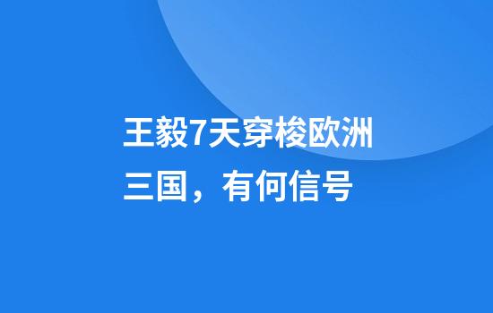 王毅7天穿梭欧洲三国，有何信号