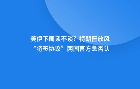 美伊下周谈不谈？特朗普放风“将签协议”两国官方急否认