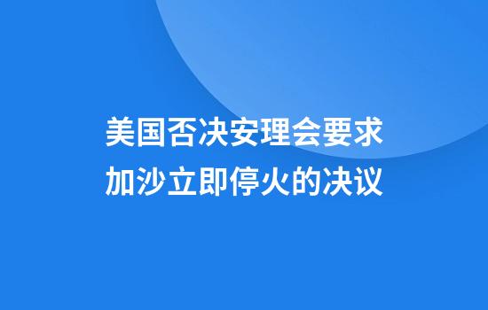 美国否决安理会要求加沙立即停火的决议