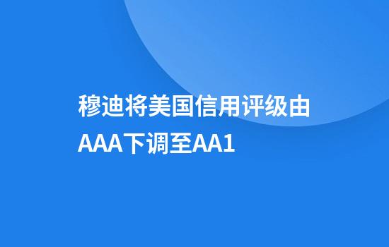 穆迪将美国信用评级由AAA下调至AA1