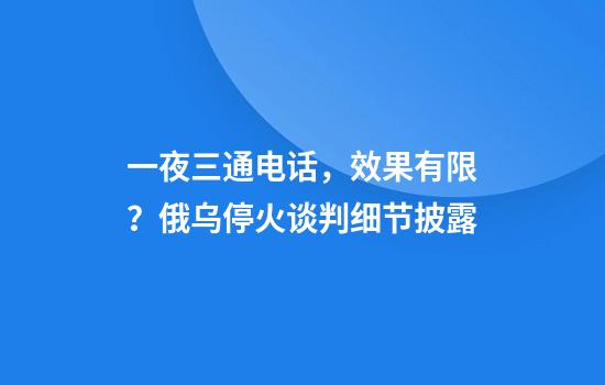 一夜三通电话，效果有限？俄乌停火谈判细节披露