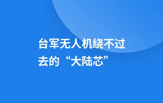 台军无人机绕不过去的“大陆芯”