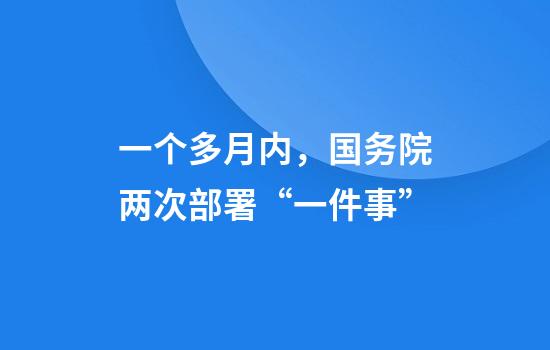 一个多月内，国务院两次部署“一件事”