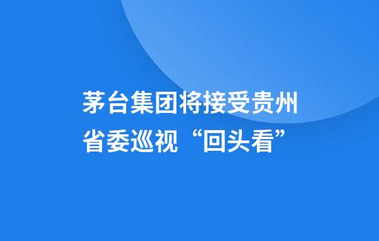 茅台集团将接受贵州省委巡视“回头看”